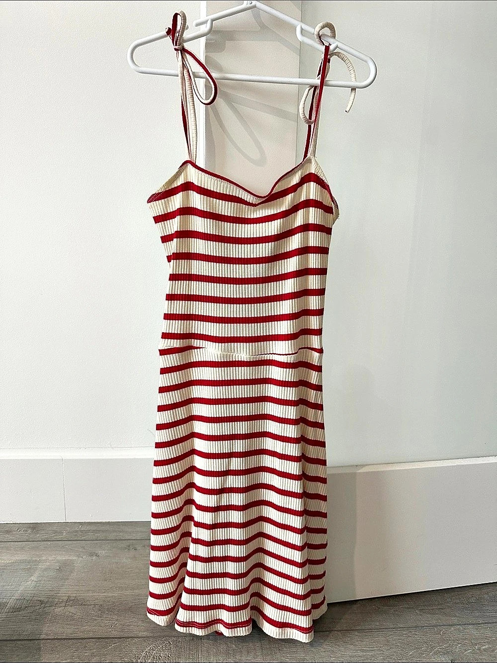 Reformation Striped Midi Dress in Red & Cream Like New XS